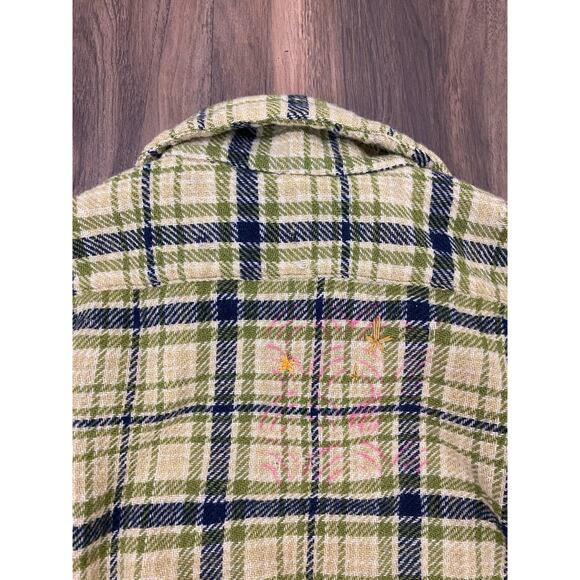 VTG 60s Pendleton Board Shirt USA loop collar wool tweed plaid flannel shirt L - Picture 7 of 8
